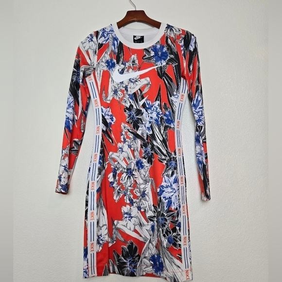 Nike Sportswear Women’s Mini Bodycone Long-Sleeve Floral Dress size Small - Picture 5 of 16